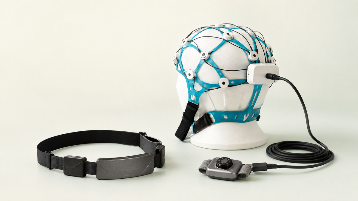 A selection of non-invasive EEG headsets and signal hardware developed from HNNK technology
